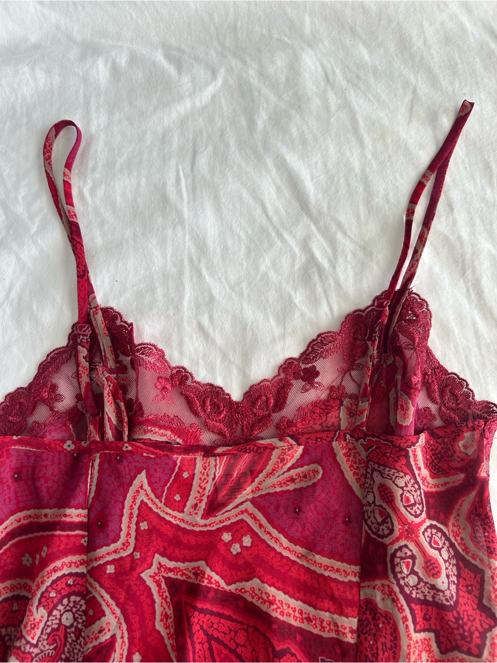 Victorias Secret Red Paisley Lace Trim Slip Dress - Women Intimates - Picture 6 of 9